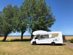 Wohnmobil Stellplatz mit Aussicht auf Fyn in Dänemark