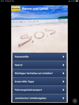 Infozentrale - Verhalten im Ausland Detailseite Unfall und Panne