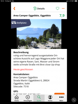Stellplätze finden - Detailansicht eines Stellplatzes.