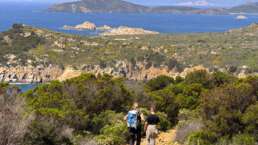 unterwegs auf dem Küstenwanderweg von der Cala Cipolla zum Aussichtspunkt mit Küstenausblick